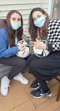 Samantha Hamel and Haley Resti of Monroe are excited to decorate soccer balls for children with special needs at Chabad’s CTeen program. Photos provided by Chabad of Orange County.