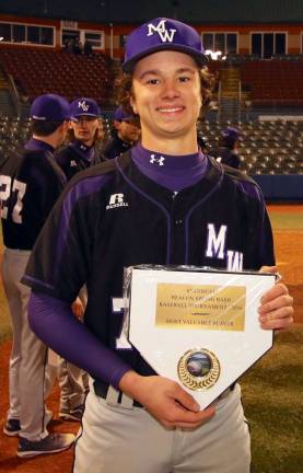 Left fielder Ryan Kirkpatrick's four hits and six RBI's during the two games helped him to be named the tournament MVP.