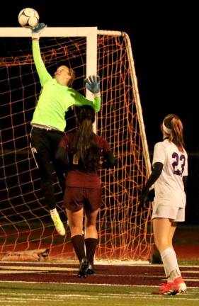 Crusader Goalie Olivia Shippee makes another fantastic save to keep the Admirals off the board.
