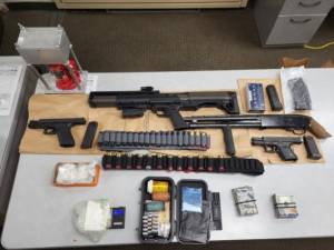 The bust included the seizure of eight illegal firearms.