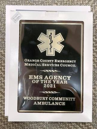 Woodbury Community Ambulance named the 2021 ‘EMA Agency of the Year’