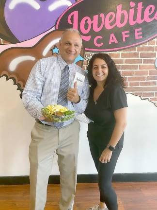 Monroe Town Supervisor Tony Cardone with Lovebites Cafe owner Christine Scancarello. Photos by Town of Monroe.