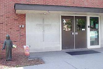 Entrance to St. John School, 77 Murray Ave., Goshen. Photo by Geri Corey.