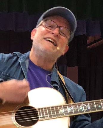 Among the performers sharing their talents at the Pine Tree Coffee House is Bob Barlow, a recently retired fifth-grade teacher who now sings original songs at schools around the region.