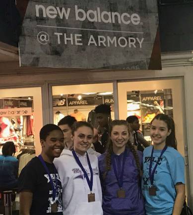 Kristin Lubeskie, Aysa Jeune, Angela Iaccarino and Katie Conter finished finished third in the 4X400 relay at the New Balance Games in the NYC Armory on Jan. 20. The team finished second the day before at the Yale Track Classic in New Haven, Conn.