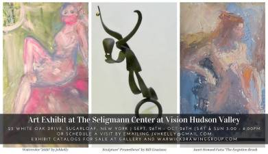“The Figures Influence” will be on exhibit from Sept. 26 through Oct. 26 at The Seligmann Center at Vision Hudson Valley (formerly known as the Citizens Foundation), 23 White Oak Drive, Sugar Loaf . The opening reception will be Sept. 26, from3 to 6 p.m. The exhibit will be open on Saturdays and Sundays, from 3 to 6 p.m. For more information, email: Warwick DrawingGroup@gmail.com.