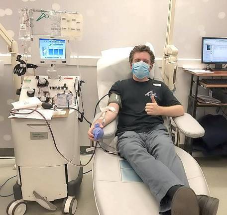 Senator James Skoufis donated convalescent plasma to the New York Blood Center, one month after recovering from coronavirus. Provided photo.