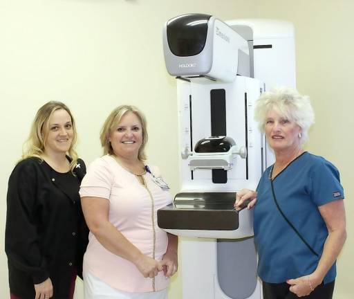 From left: Amanda Collado, RT(R)(M), Women’s Imaging Supervisor; Janet McComb, MPA, Regional Director, Imaging Services; and Lori Lade, RT(R)(M), Mammography Technologist.
