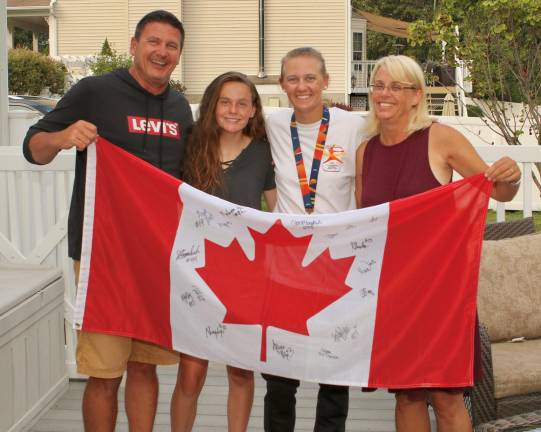 The Ryans: Patrick, Danielle, Samantha and Tammy were surprised by family and friends when they returned from the World Cup.