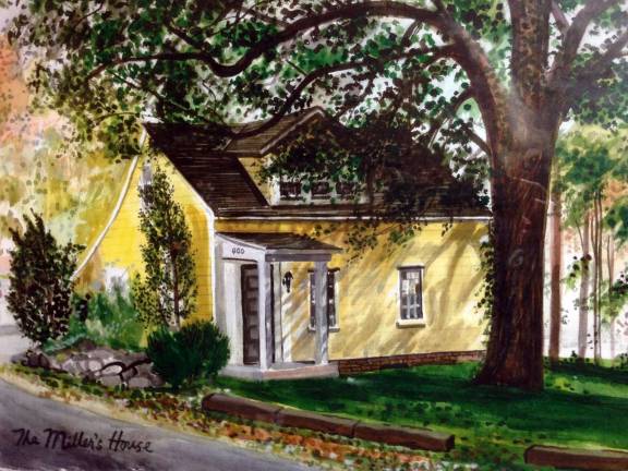 This water color by Dorothy Bronson Wicker shows the &quot;The Miller House&quot; on the corner of Stage Road and Route 17M diagonally across from the waterfall at the end of the Millpond in Monroe. It will be part of the exhibit by local artists of the new Monroe Art Society on display at Monroe Village Halll this coming Saturday and Sunday, Dec. 15 and 16.