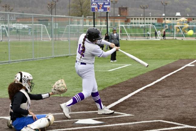 Third baseman Callie Exarchakis, #12, had three hits in the game for the Crusaders.