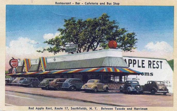A postcard of the Red Apple Rest, the iconic eatery on Route 17 in Tuxedo, was visited by thousands on their way to the Catskills during its heyday.