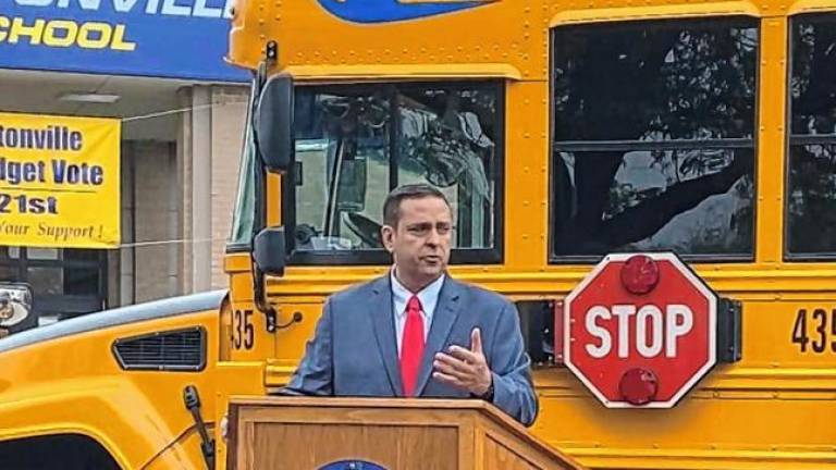 While at Washingtonville High School on Monday, Orange County Executive Steve Neuhaus announced the launch of a new school bus safety program for the county.