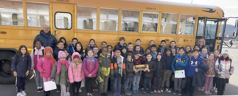 Bus 590 driver Donna Nemeth and Central Valley Elementary students.