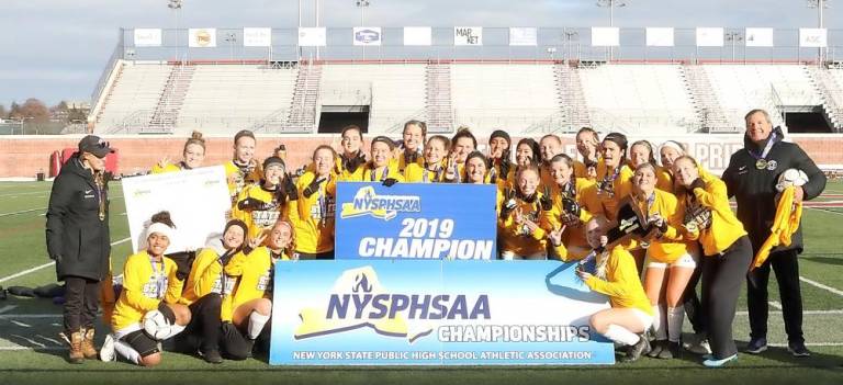 The Monroe-Woodbury Girls Varsity Soccer team won back-to-back state championships on Nov. 17 when the team defeated Fayetteville-Manilus by a score of 1-0. The community plans to celebrate the feet with a parade on Sunday, Dec. 8.