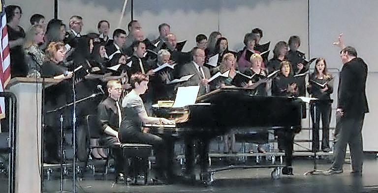 The Monroe-Woodbury Community Chorale, featuring members of the music department both past and present, and community members. Photo from a previous year.