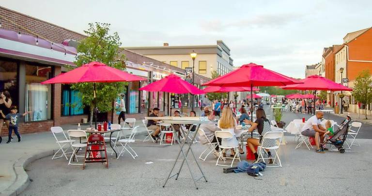 Friday, July 9, marked the return of outdoor dining in downtown Monroe.