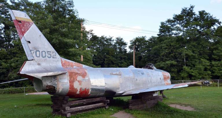 Photo by Kristina Stelz/Lakefront Photography The F-86L jet in Monroe&#xfe;&#xc4;&#xf4;s Airplane Park as it looks today.