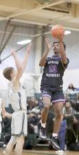 Bryce Williams beats his defender to the basket in the second half.