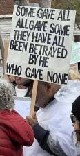 Rally-goers also hoisted signs with their concerns. Photo by Linda Smith Hancharick.