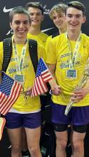 The 2023 National Champion 4xMile Team of (l-r) John Urciouli, Gavin Catherwood, Collin Gilstrap and Collin Catherwood.