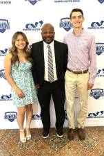 Stephanie Kwong, M-W Athletic Director Howard Harrison, and Collin Catherwood