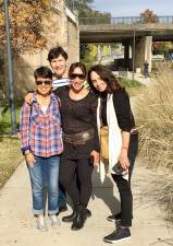 Volunteers in Dilley, Texas, from left: Rose Shevchuk, interpreter; Honey Bernstein, attorney; Barbara Strauss, attorney, standing between them; and Victoria Gonzales Ingber, interpreter.