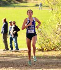 Crusader Mia Sisilli finished fourth with a time of 19:08 at the Section 9 Cross Country Championships held last Thursday, Nov. 4th, at Bear Mountain State Park. Photos by William Dimmit.