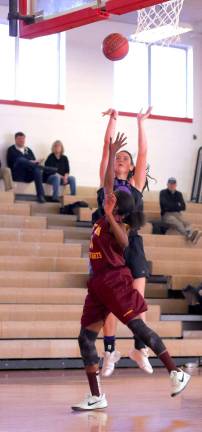 Melissa Alfano gets off a shot over a Mount Vernon defender.
