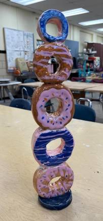 Evangeline Ortiz decided to donate her donut tower to the Dunkin’ in Sloatsburg — and they loved it. The owner was so pleased that he surprised her class with a dozen free donuts and gave Evangeline a gift card.