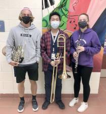 Band members from left: Ethan Hala, Alex Liu and Amara Leitner.