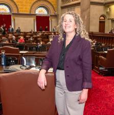 SUNY Orange alum Jennifer Knox on the floor of the New York State Assembly. Photo provided
