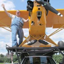 Greg Koontz will be back at the Greenwood Lake Air Show again this year to land his small yellow plane on a pickup truck.