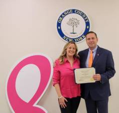 Orange County Executive Steven M. Neuhaus and October’s Citizen of the Month, Greenville’s Alicia Zubikowski.