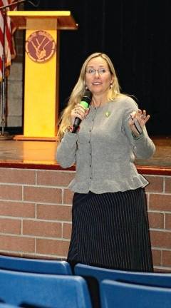 Scarlett Lewis is the mother of Sandy Hook Elementary School shooting victim 6-year-old Jesse, murdered in his first-grade classroom in Newtown, Conn., in December 2012. She spoke at Monroe-Woodbury High School last week about how she channeled her emotions into creating the “Choose Love” movement, which promotes social and emotional learning, comprised of courage, gratitude, forgiveness and compassion.