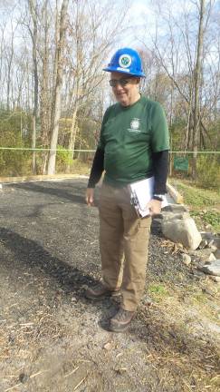 Bob Fuller received the Presidential Volunteer Service Lifetime Achievement Award during the celebration of the opening of rebuilt Seely Brook bridge (Photo by Frances Ruth Harris)