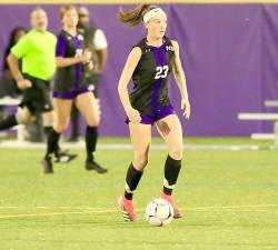 The Crusaders have benefitted greatly from the strong play of Lindsay Sundheimer (23) at midfield this season. Photos by William Dimmit.