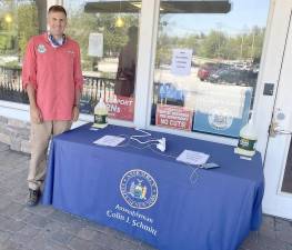 Assemblyman Colin J. Schmitt has opened an electronic charging station outside of his district office in Washingtonville for constituents without power due to Tropical Storm Isaias and need to charge their smartphone, tablet, computer or other devices. Provided photo.