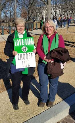 Tina Quirk and Rose Ellen Cupo from Sacred Heart in Monroe at the March for Life on Jan. 19 in Washington, D.C.