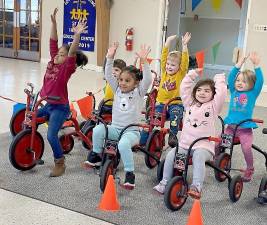 Mrs. Robin Rita's class celebrates the victory: From left to right are: Luna Montero, Owen Kiernan, Aaliyah Puntiel, Christopher Carpentieri, Alessia Crover and and Julia Samson.