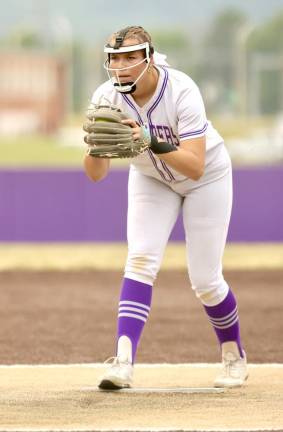 Senior Arianna Exarchakis started the game on the mound for M-W and scored the only Crusader run in the game.