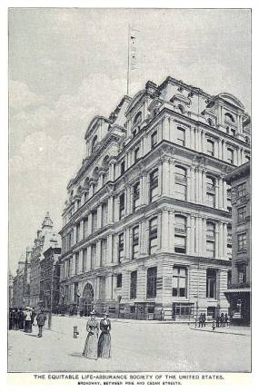 When completed in May 1870, the Equitable Life Assurance Building was the tallest office building in the United States, considered to be the world's first skyscraper, and was the first office building to feature passenger elevators.