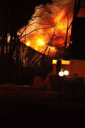 The fire at Windridge on Monday night. No cause has yet been determined.