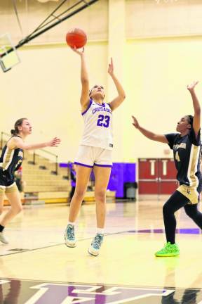 Senior Isabela Mejia, #23, gets behind the Goldbacks’ defense for 2 in the fourth quarter.