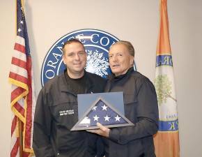 Oorange County Executive Steve Neuhaus (left) with Armand Assante.