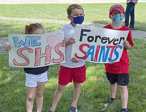 Students share their concerns outside Sacred Heart Church in Monroe on Sunday. Provided photos.