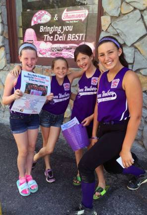 Later that day, the girls raised another $300 at Jay's Deli in Highland Mills. Players selling included Brianna Roberts, left, Maddy Bendix, Hanah Armstrong and Amanda Palmer.