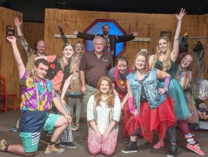 A member of the original 1971 Broadway National Touring cast of “Godspell”, Eliot Sash ( standing in center), visited The Playhouse at Museum Village during their current production of the musical.