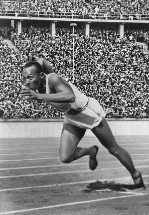 Jesse Owens at the 1936 Olympics. After the games in Berlin, Owen came to Monroe to visit with his friend, Dr. T. Mitchell Bundrant.