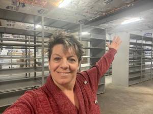 Shelving was recently installed in the Archive Records Room at Monroe Town Hall as part of a $74,245 state grant secured by Town Clerk Valerie Bitzer. Additional work will continue in May. Photo provided by the Town of Monroe.